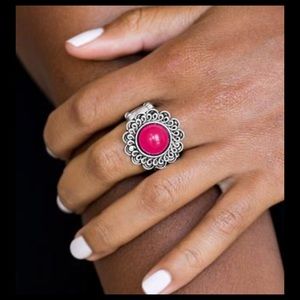 Beautiful Pink and Silvertone Ring